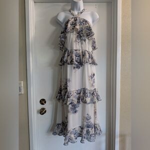 Gianni Bini Floral Halter Tiered  Maxi Dress Size 10